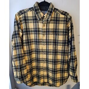 Pendleton Vintage Wool Shirt Jacket‎ Mens M Yellow Black Plaid Quilted Lined USA